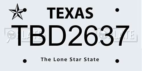 TBD2637 Texas License Plate