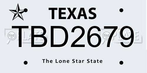 TBD2679 Texas License Plate
