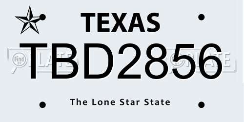 TBD2856 Texas License Plate
