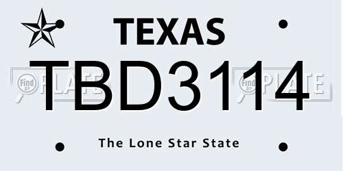 TBD3114 Texas License Plate