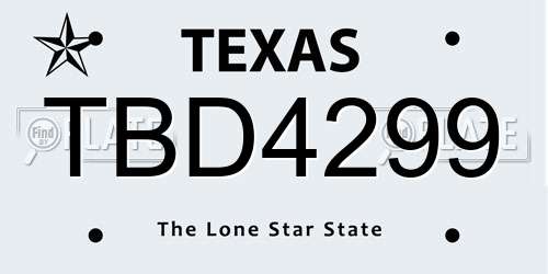 TBD4299 Texas License Plate