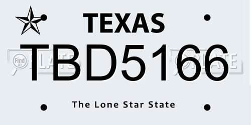 TBD5166 Texas License Plate