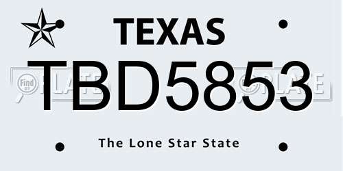 TBD5853 Texas License Plate