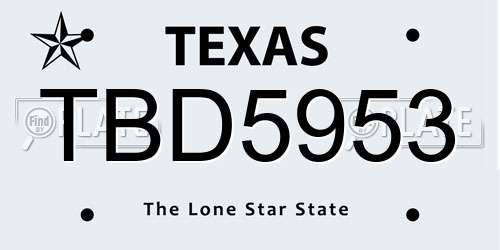 TBD5953 Texas License Plate