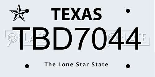 TBD7044 Texas License Plate