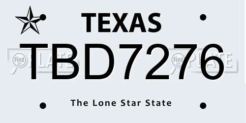 TBD7276 Texas License Plate