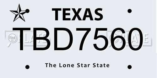 TBD7560 Texas License Plate
