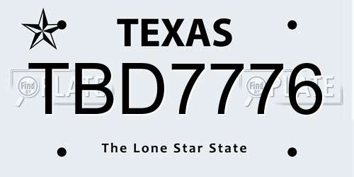 TBD7776 Texas License Plate