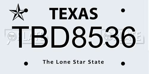 TBD8536 Texas License Plate