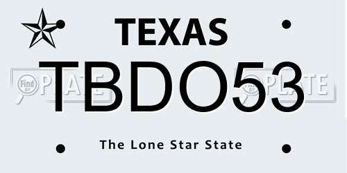 TBDO53 Texas License Plate