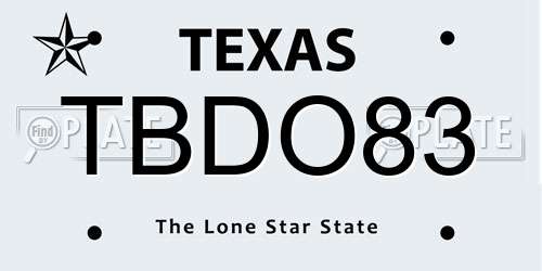 TBDO83 Texas License Plate