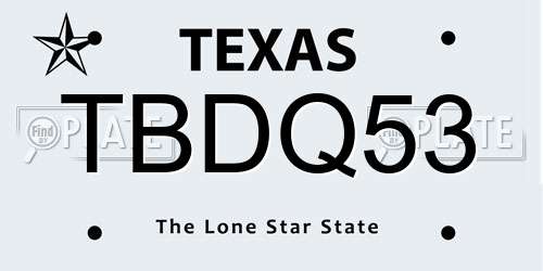 TBDQ53 Texas License Plate