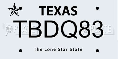 TBDQ83 Texas License Plate