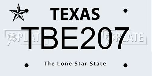 TBE207 Texas License Plate