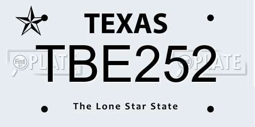 TBE252 Texas License Plate