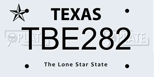 TBE282 Texas License Plate