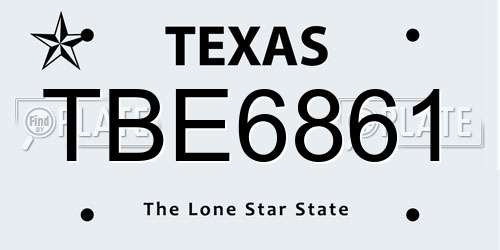 TBE6861 Texas License Plate