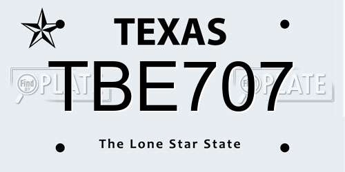 TBE707 Texas License Plate