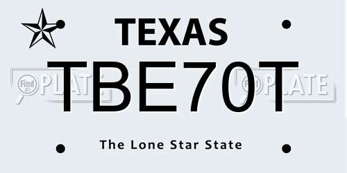 TBE70T Texas License Plate