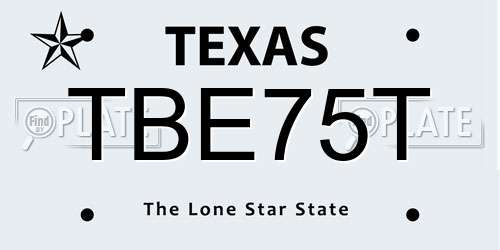 TBE75T Texas License Plate