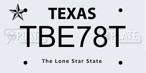 TBE78T Texas License Plate