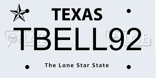 TBELL92 Texas License Plate