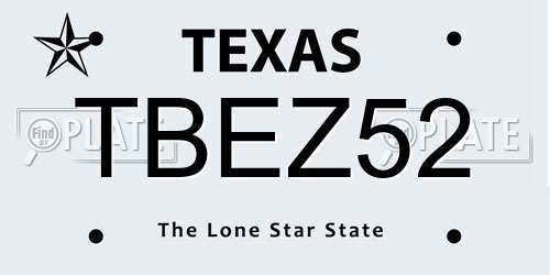 TBEZ52 Texas License Plate