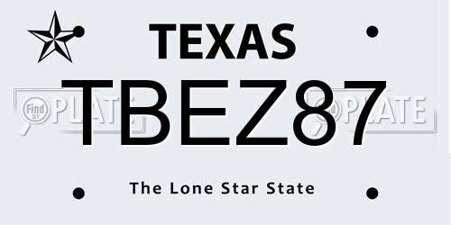 TBEZ87 Texas License Plate