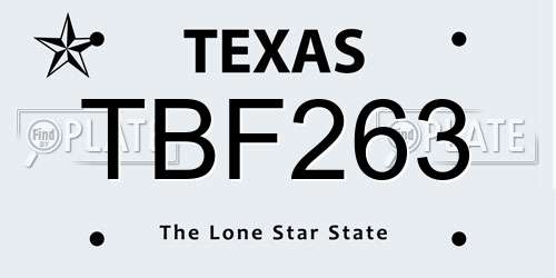 TBF263 Texas License Plate