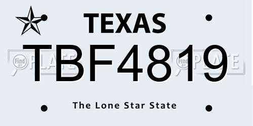 TBF4819 Texas License Plate