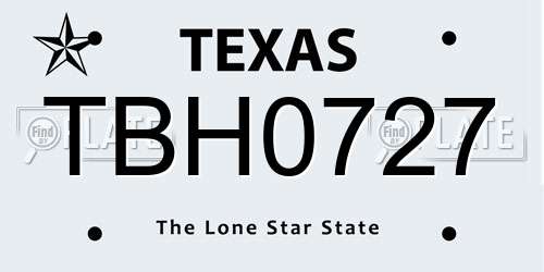 TBH0727 Texas License Plate