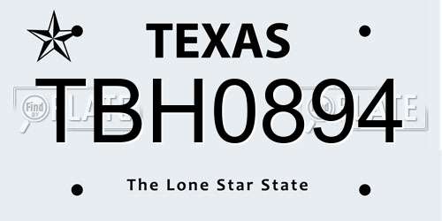 TBH0894 Texas License Plate