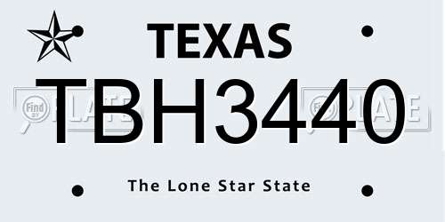 TBH3440 Texas License Plate