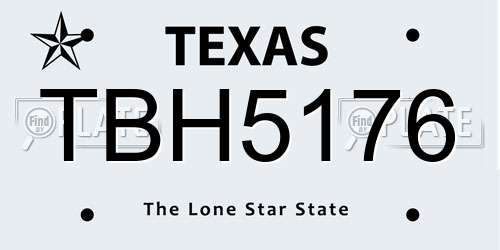 TBH5176 Texas License Plate