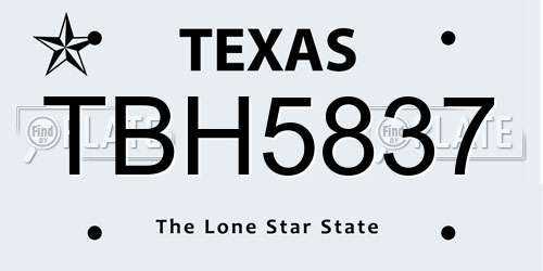 TBH5837 Texas License Plate
