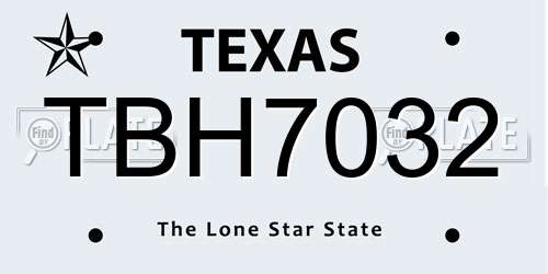 TBH7032 Texas License Plate