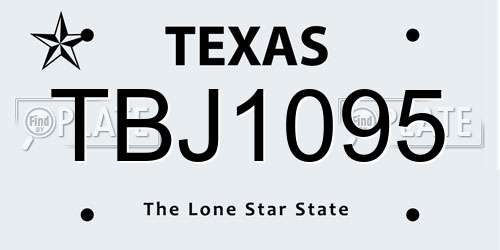 TBJ1095 Texas License Plate