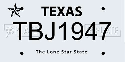 TBJ1947 Texas License Plate