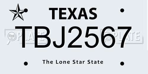 TBJ2567 Texas License Plate