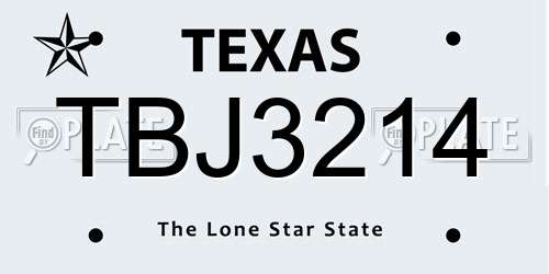TBJ3214 Texas License Plate