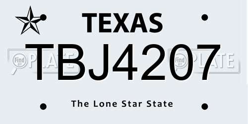 TBJ4207 Texas License Plate