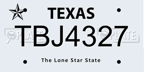 TBJ4327 Texas License Plate