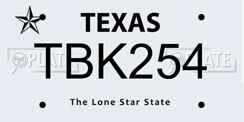 TBK254 Texas License Plate