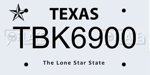 TBK6900 Texas License Plate