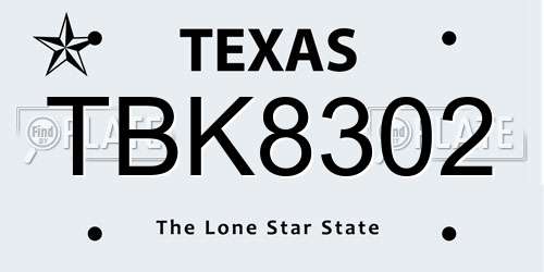 TBK8302 Texas License Plate