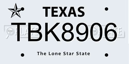 TBK8906 Texas License Plate