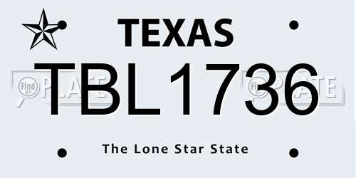 TBL1736 Texas License Plate