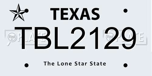 TBL2129 Texas License Plate