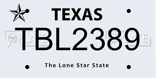 TBL2389 Texas License Plate