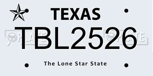 TBL2526 Texas License Plate